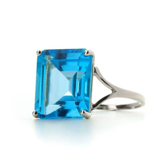 14K. SOLID GOLD RING WITH OCTAGON BLUE TOPAZ - Picture 4 of 6